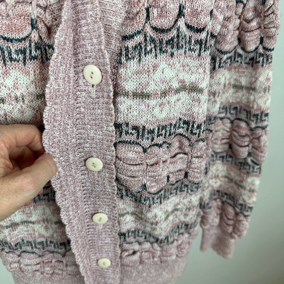 Vintage Pink bow knit Cardigan coquette Kawaii Princess Ballerina Barbie medium - Picture 5 of 11